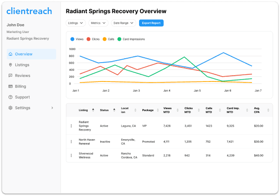 ClientReach Dashboard Preview