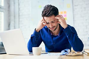 Stressed man, concept of forgetfulness