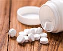 Benzodiazepine pills spilled on table